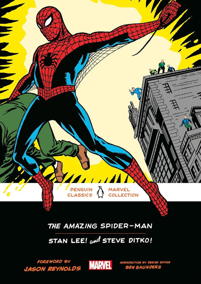 Book cover of 'The Amazing Spider-Man' with Spider-Man in action pose on a city street.